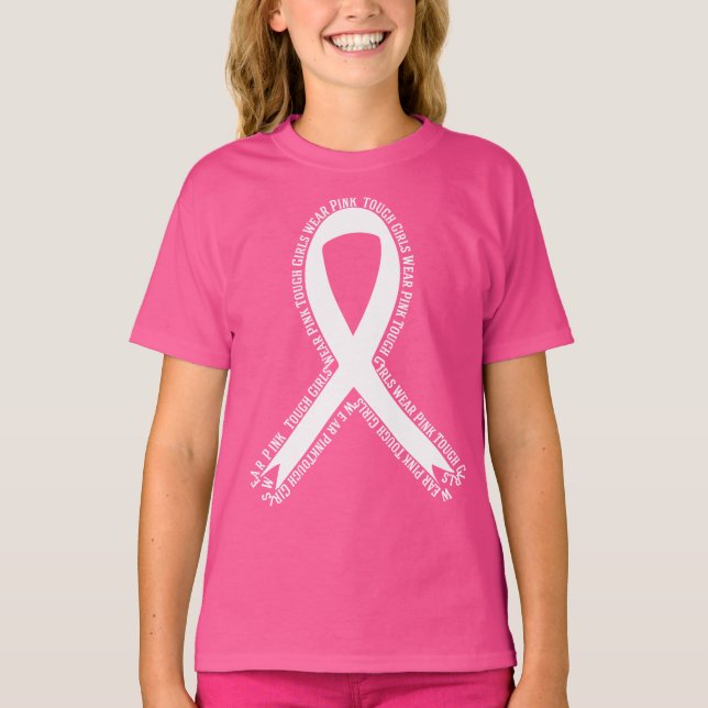 Camiseta Chicas duros usan conciencia rosada sobre el cánce (Anverso)