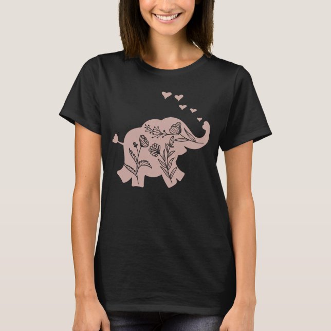 Camiseta Chicas elefantes Flores femeninas (Anverso)