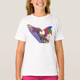 Camiseta Chicas En Camisa, Diseño Dragón Arcoiris.