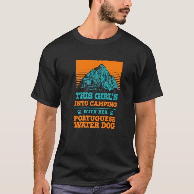 Camiseta Chicas En Camping Con Su Perro De Agua D Portugués (Anverso)