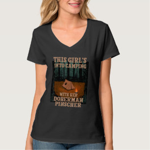Camiseta Chicas En Camping Con Su Perro Doberman Pinscher