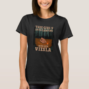 Camiseta Chicas En Camping Con Su Perro Vizsla 1