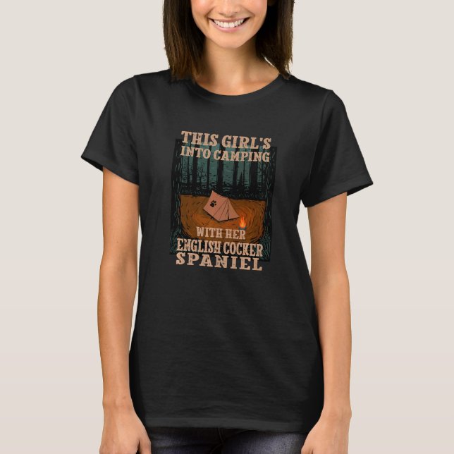 Camiseta Chicas en el camping con su cocker spaniel inglés (Anverso)