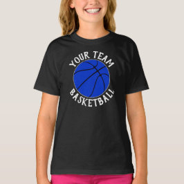 Camiseta Chicas equipo de baloncesto azul, nombre y número