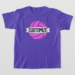 Camiseta Chicas Equipo de voleibol rosa, jugador, número y 