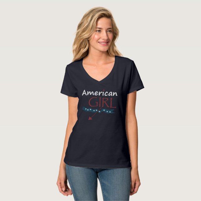 Camiseta Chicas estadounidenses y patrióticas mujeres de co (Anverso completo)