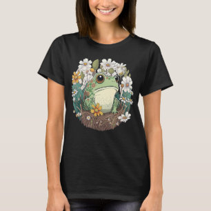 Camiseta Chicas estéticas de la rana floral de la cute Cott
