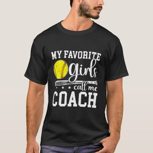 Camiseta Chicas favoritos me llaman Softball Coach Softball (Anverso)