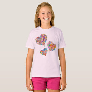 Camiseta Chicas Gráfico Triple Corazón Leopardo y Destello
