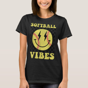 Camiseta Chicas Groovy Softball Vibes Smile Face