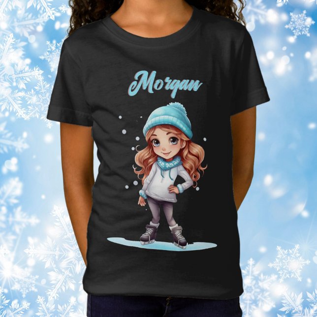 Camiseta Chicas Hielo Ice Skate Figura Skate Personalizado (Girl Ice Skate Tee)