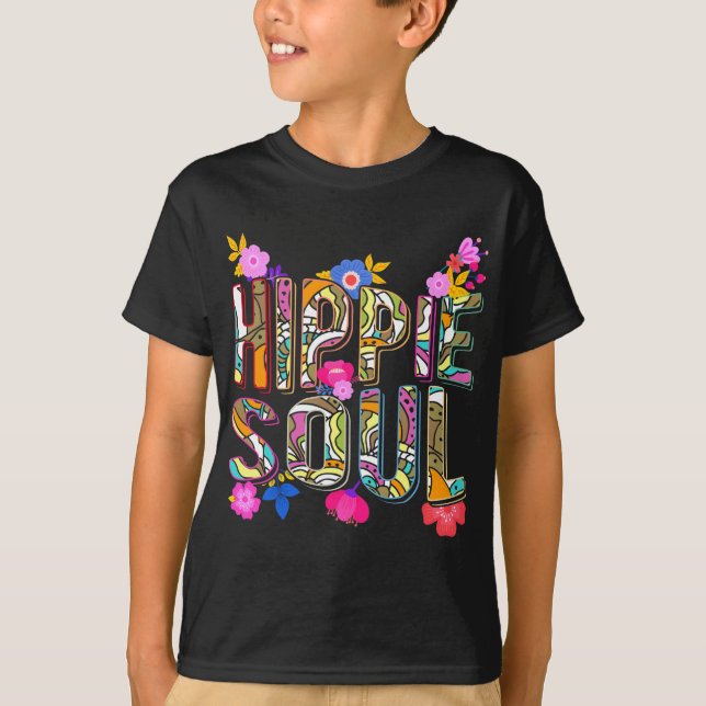 Camiseta Chicas Hippie 60 años 70 flores coloridas paz (Anverso)