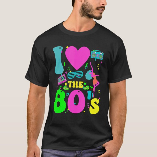 Camiseta Chicas I Love The 80's Disco por la fiesta temátic (Anverso)