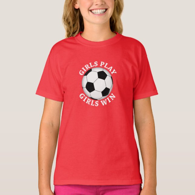 Camiseta Chicas juegan, Chicas ganan fútbol (Anverso)