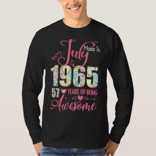 Camiseta Chicas Julio 1965 Cumpleaños 57 Años Hecho En 1966