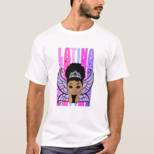 Camiseta Chicas Latina Princesa Negra Niños Jóvenes Cuidado