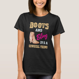 Camiseta Chicas Leopard Boots Bling It A Cowgirl ThCute