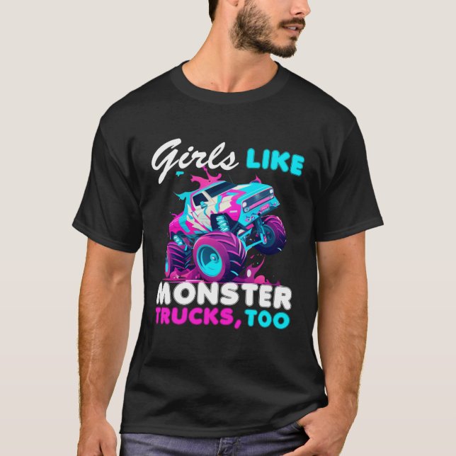 Camiseta Chicas Lindas de Camiones Monstruo También Les Gus (Anverso)