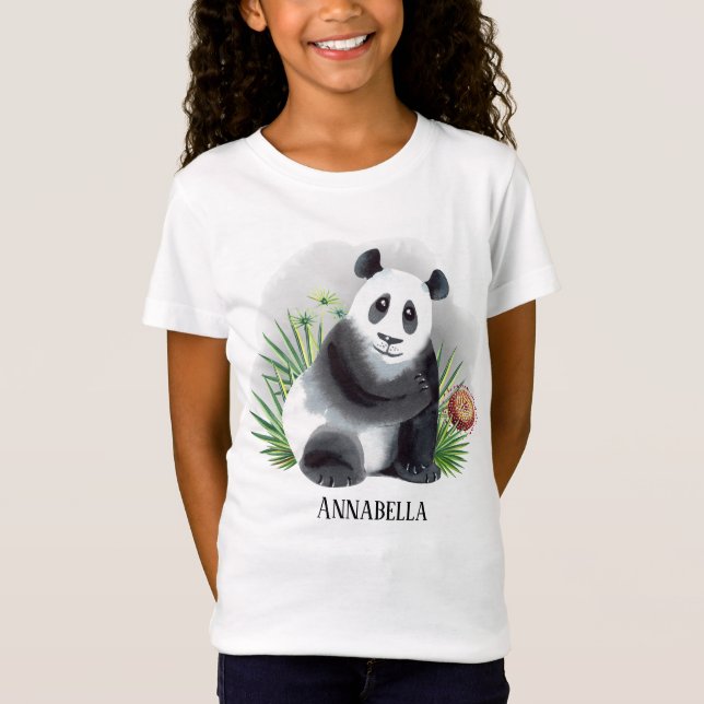 Camiseta chicas lindos amantes del oso panda añaden o elimi (Anverso)