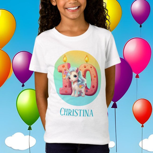 Camiseta chicas lindos fantasía unicornio 10 cumpleaños (Subido por el creador)