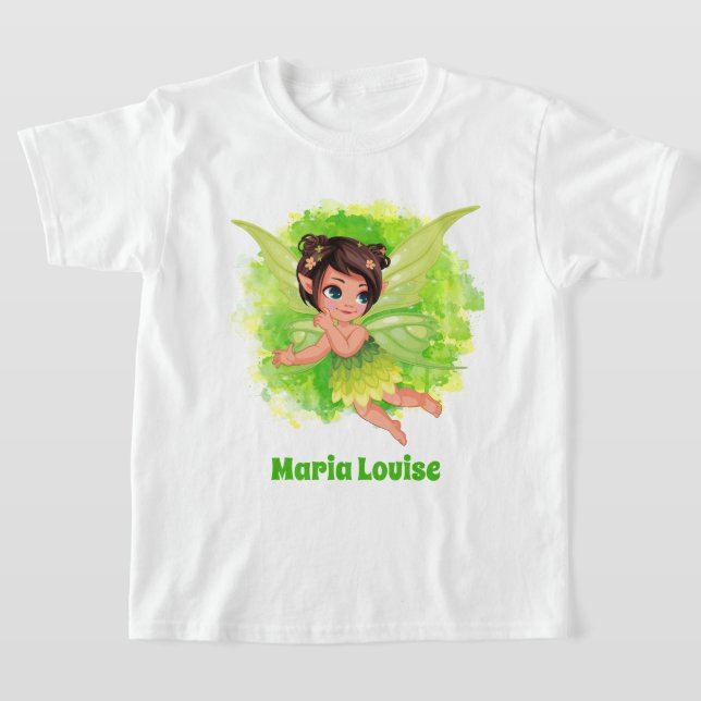 Camiseta chicas lindos hada verde añadir nombre  (Distribución)