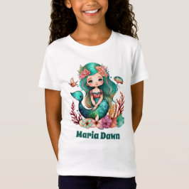 Camiseta chicas lindos niños mermaid agregar nombre