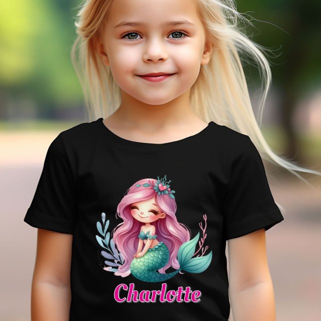 Camiseta Chicas Mermaid nombre personalizado negro (Subido por el creador)