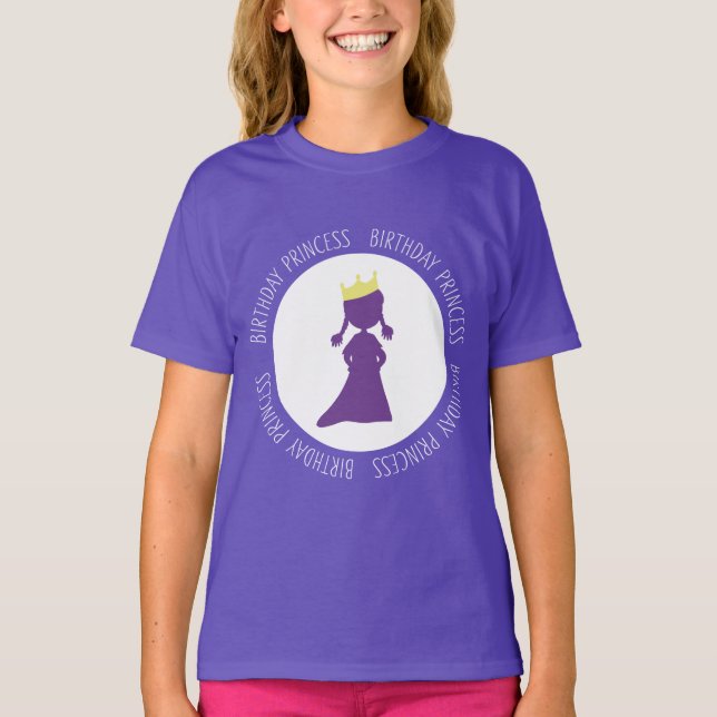 Camiseta Chicas morados de silueta Princesa de Cumpleaños (Anverso)