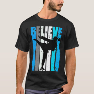 Camiseta Chicas Motivacionales de Karate Retro Gráfico Azul