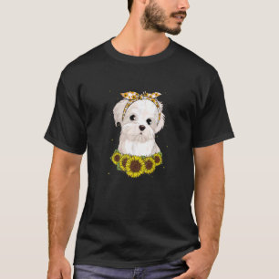 Camiseta Chicas Mujeres Mamá Perro Maltés Madera Cachorro d
