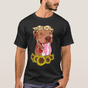 Camiseta Chicas Mujeres Mamá Pitbull Perro Girasol Regalo N