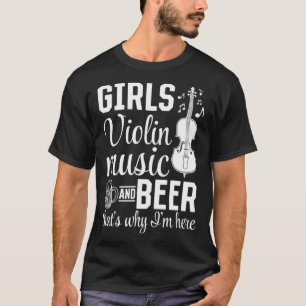 Camiseta Chicas Música y cerveza violín por eso estoy aquí