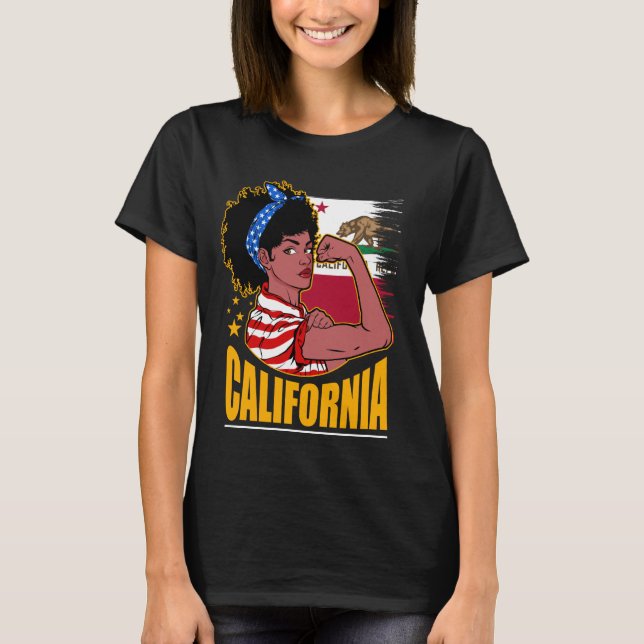 Camiseta Chicas negros de California viajan a una mujer afr (Anverso)