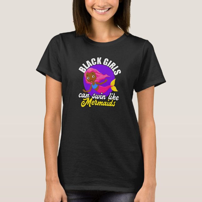 Camiseta Chicas negros pueden nadar amor por la sirena afro (Anverso)
