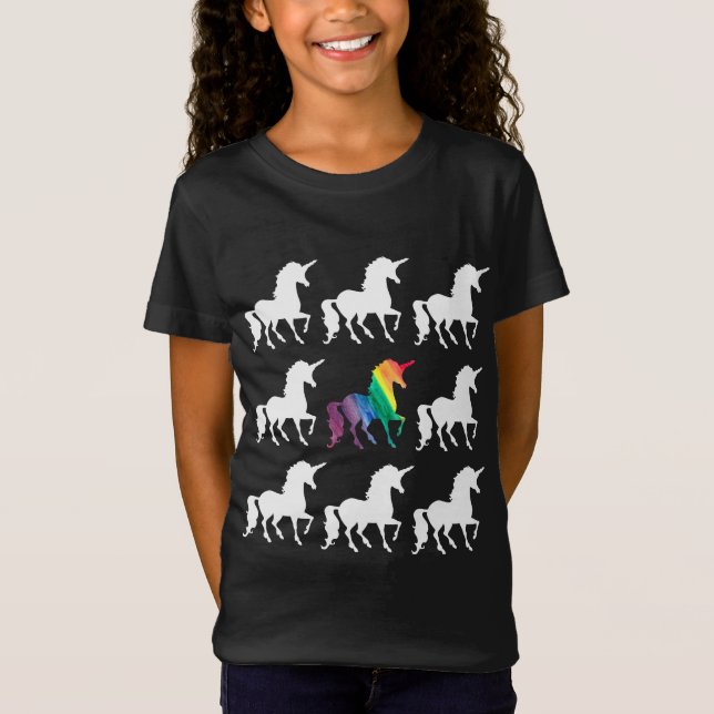 Camiseta Chicas negros y blancos del arco iris único del (Anverso)