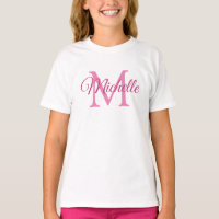 Chicas Nombre Monogramado Plantilla Blanco Y Rosa