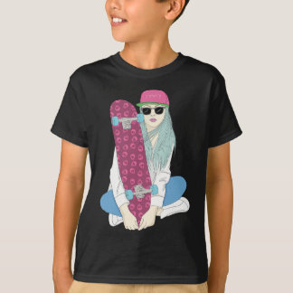 Camiseta Chicas Patinan Monopatín Patinaje Hacen Un Kickfli