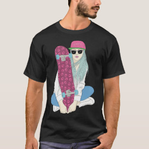 Camiseta Chicas Patinan Monopatín Patinaje Hacen Un Kickfli
