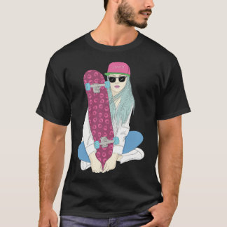 Camiseta Chicas Patinan Monopatín Patinaje Hacen Un Kickfli