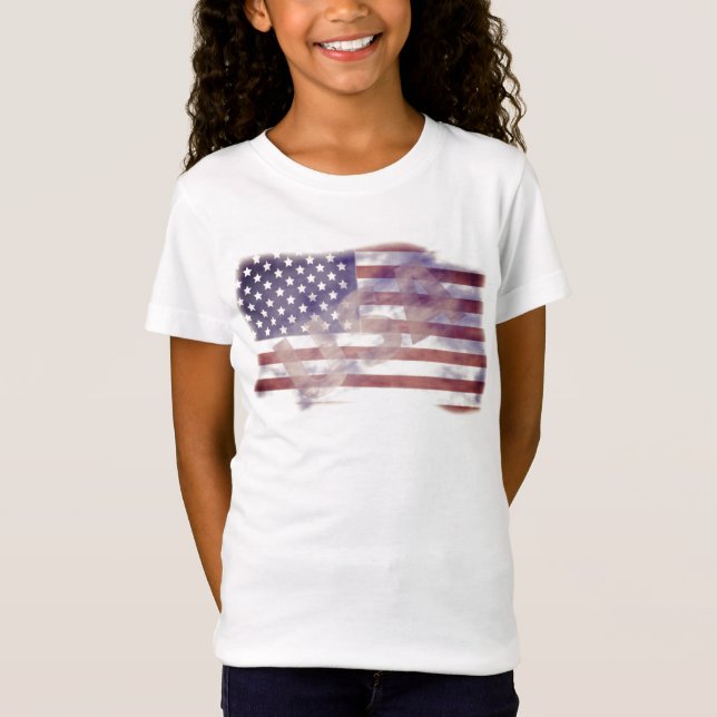 Camiseta Chicas patrióticos de la bandera americana de los (Anverso)