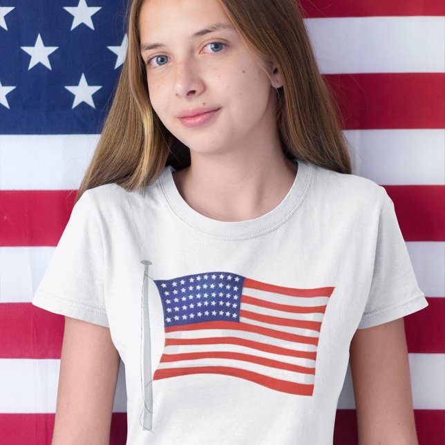Camiseta Chicas patrióticos de moda blanca y azul (Subido por el creador)