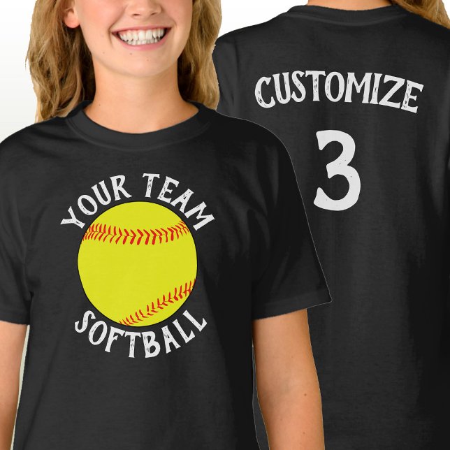 Camiseta Chicas Personalizado de Softball Nombre y número d (Custom softball team shirts with personalized team name, player name and jersey number.)