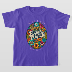 Camiseta Chicas Personalizados del Flower Power Retro Vinta