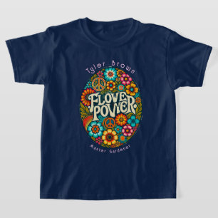 Camiseta Chicas Personalizados del Flower Power Retro Vinta