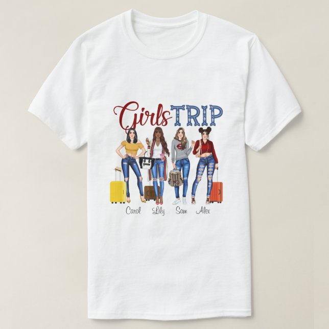 Camiseta CHICAS personalizados DH Viajan en camiseta, regal (Diseño del anverso)