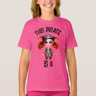 Camiseta Chicas piratas fiesta de cumpleaños temática de ed