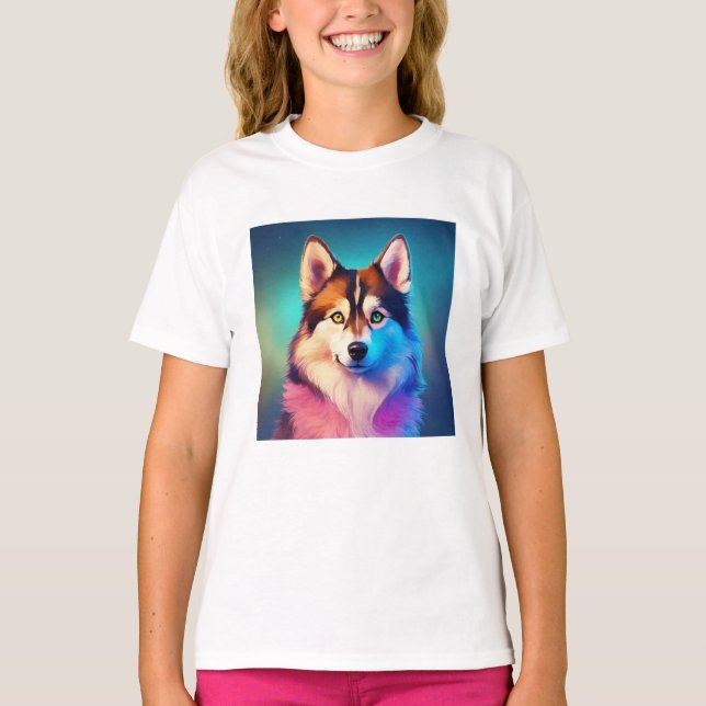 Camiseta Chicas Plantilla de ropa Perro Chicas Niños Camise (Anverso)