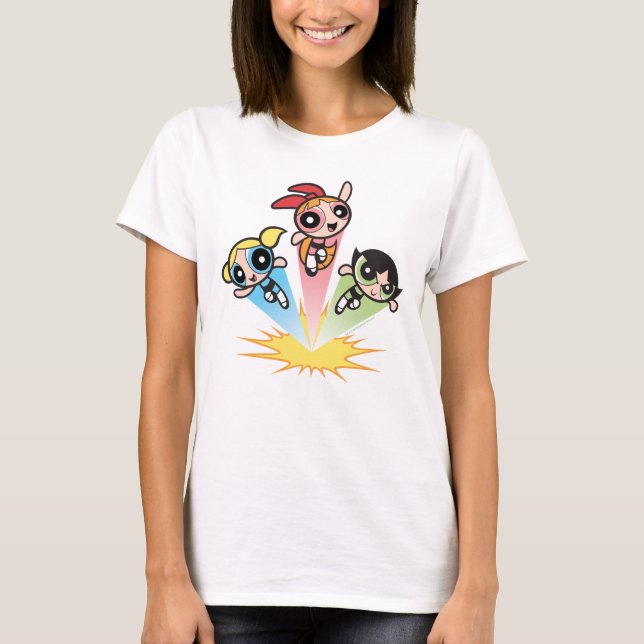 Camiseta Chicas Powerpuff Lanzan Al Aire (Anverso)