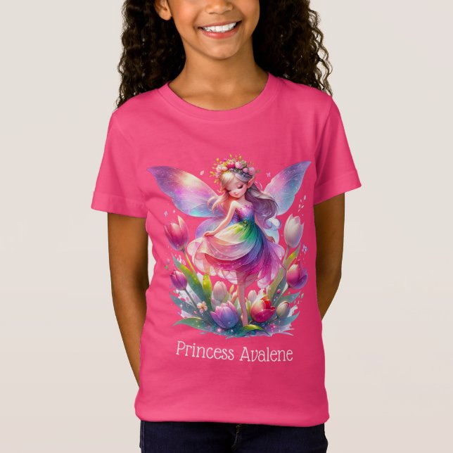 Camiseta Chicas Princesas de Tulipanes Rosados Calientes (Anverso)