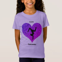 Chicas Purple I Love Gymnastics Purpurina Heart